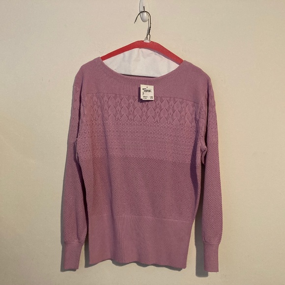 Club Monaco Boatneck Mixed Stitch Mauve Sweater - Picture 2 of 5